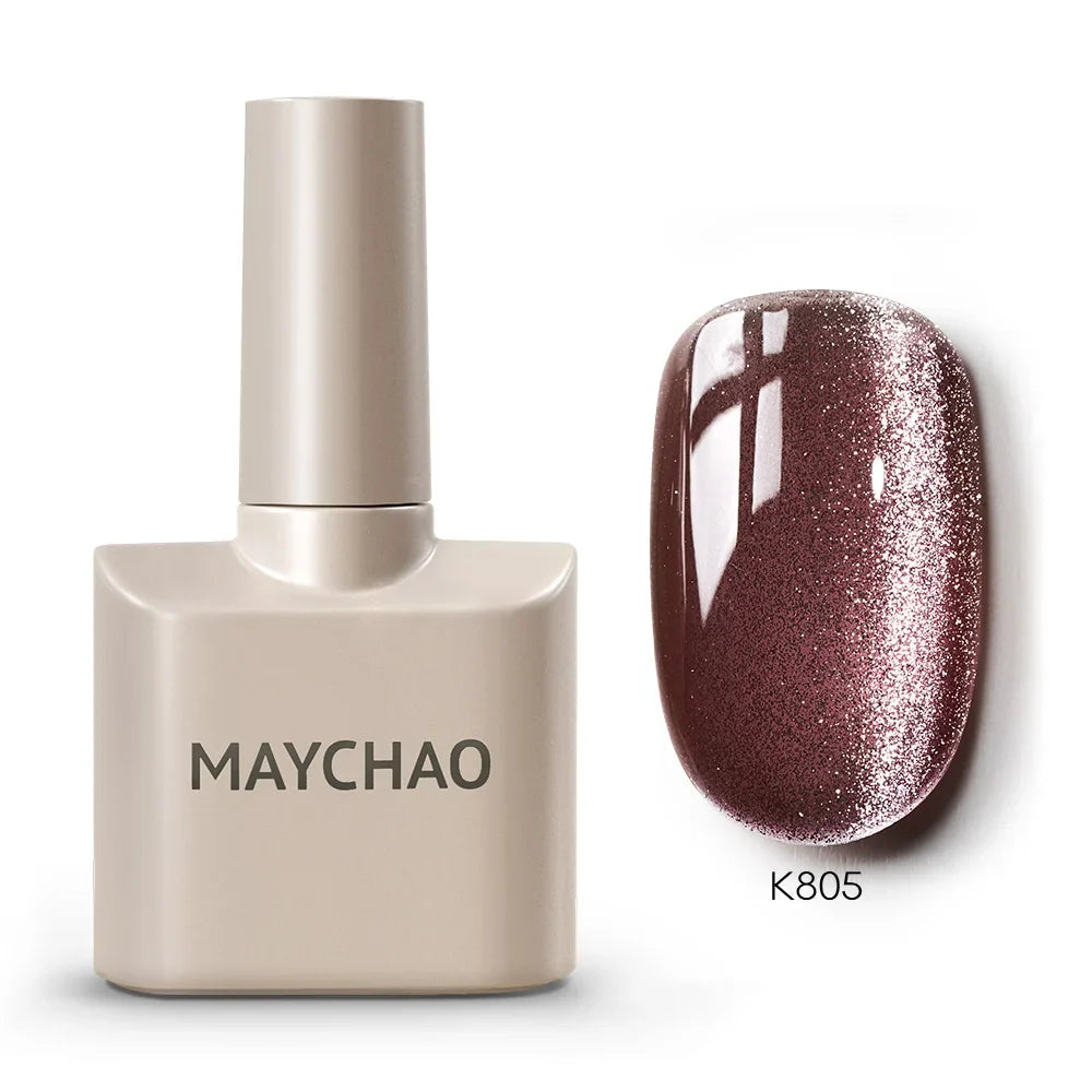 MAYCHAORomantic Galaxy Cat Eye Gel Nail Polish With Magnet Soak off UV Holographic Magnetic Rainbow Gel Polish for Nail Manicure Blushimmer