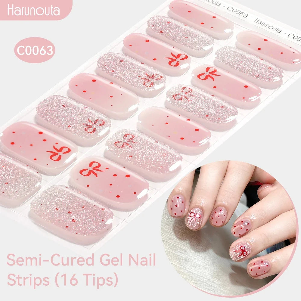 Gradient Auroras Semi Cured Gel Nail Strips Sparkly Shinning DIY Gel Polish Stickers for Nails Works with UV/LED Nail Lamps Blushimmer