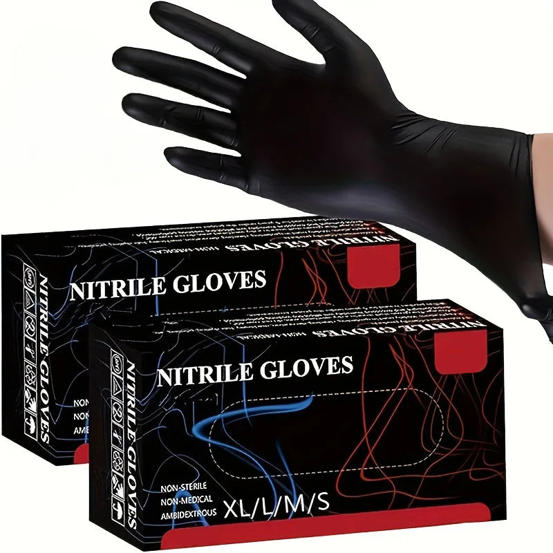 20/50/100PCS Disposable Black Nitrile Gloves – Latex-Free, Powder-Free Cleaning, Tattoo, Hairdressing & Household Use WTN Essentials