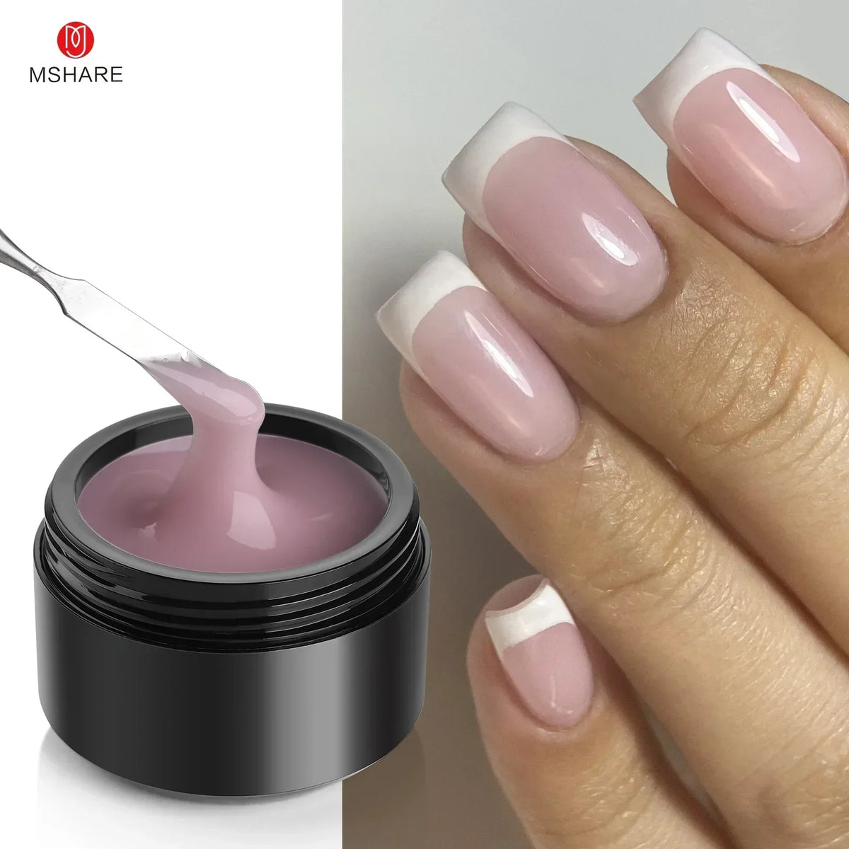 MSHARE 50ml Natural Nails Gel Builder Nalil Tpo Free Self Leveling Gel for Nail Extension Construction Pink Shade UV Led Gel Blushimmer