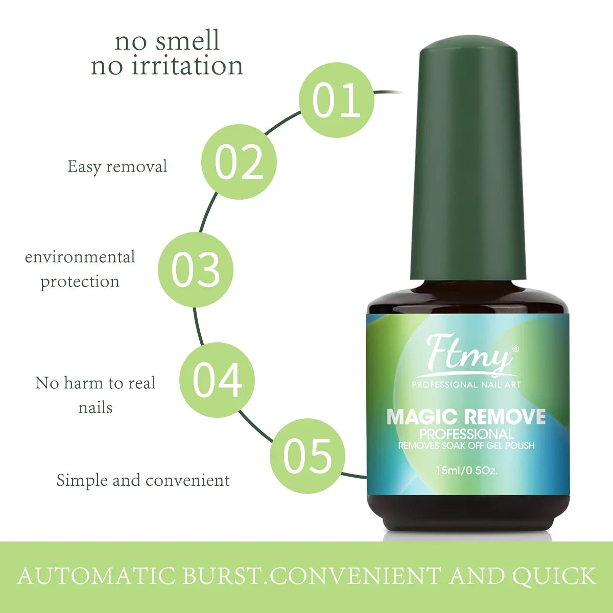 Gel Nail Polish Remover, 2-3 Min Quickly Remover Nail Polish, No Harm To Skin, No Irritating Odor, No Need For Foil, Soaking Or Blushimmer