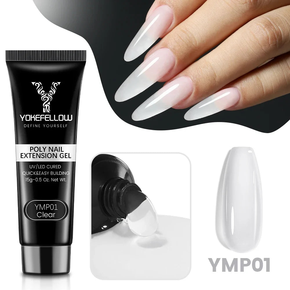 YOKEFELLOW 15g Jelly Extension Gel Nail Polish Nude Pink Clear Building Construct Extend Gel Soak Off UV LED Acrylic Gel Varnish Blushimmer