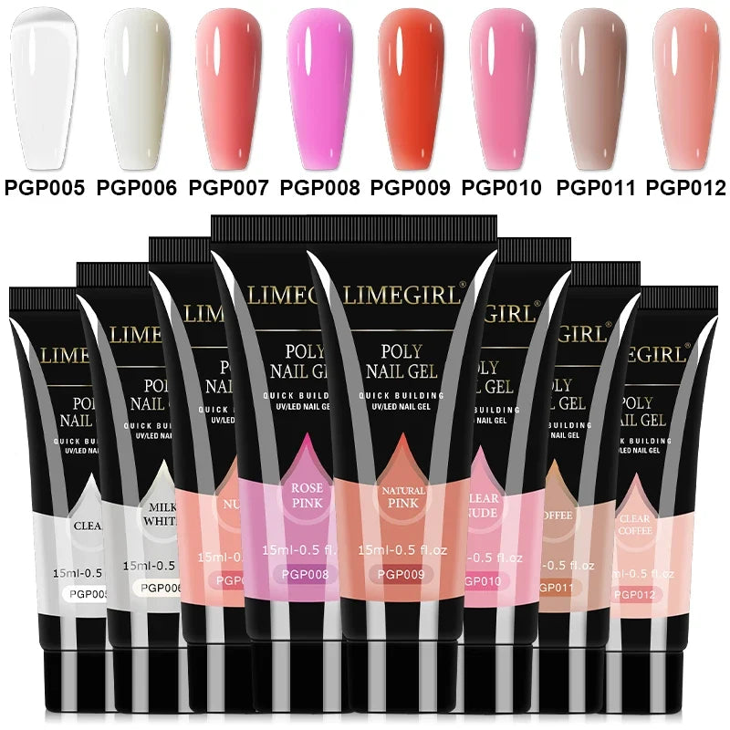 Poly Extension Gel Nail Set 8PCS 15ML Fast Builder Extension Gel Varnish for Manicure Salon 3D Art DIY Nail Extension Thickening Blushimmer