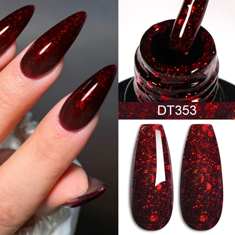 7ml Burgundy Crimson Nail Gel Polish, High Pigment, Non Streak, Long Lasting, UV LED Soak Off Nail Art Gel for Home Salon DIY Blushimmer