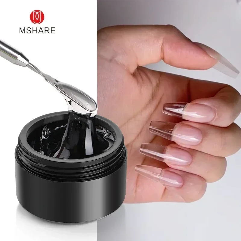 MSHARE 50ml Natural Nails Gel Builder Nalil Tpo Free Self Leveling Gel for Nail Extension Construction Pink Shade UV Led Gel Blushimmer