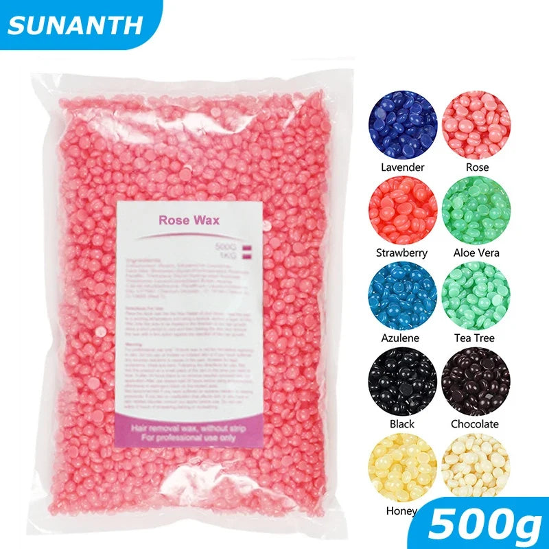 500g Wax Beans For Wax Heater Whole Body Hot Film Depilatory Wax For Wax Heater Kit Waxing Wax Beans For Hair Removal Wax Pot Noventix