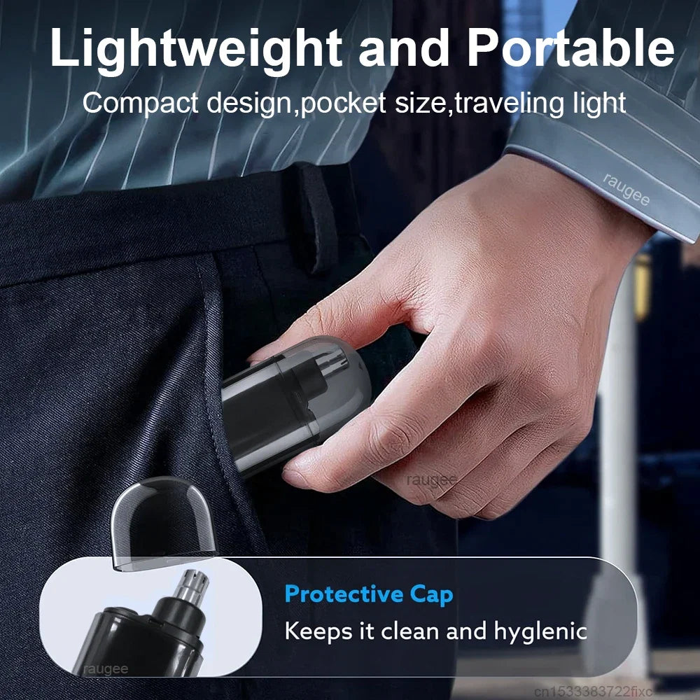 Nose Hair Trimmer for Men USB Rechargeable Mini Pocket Nose Hair Clipper Portable Electric Eyebrow Ear Nose Hair Cutting Machine Noventix