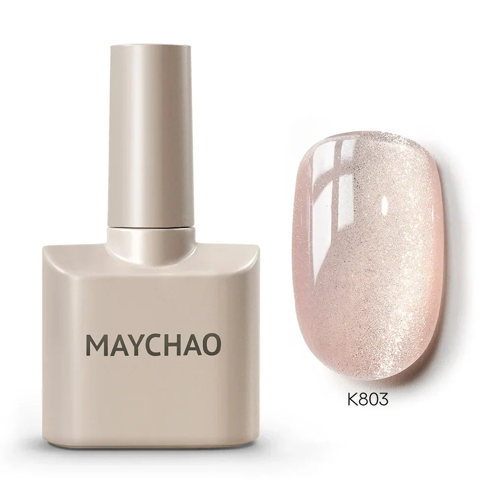 MAYCHAORomantic Galaxy Cat Eye Gel Nail Polish With Magnet Soak off UV Holographic Magnetic Rainbow Gel Polish for Nail Manicure Blushimmer