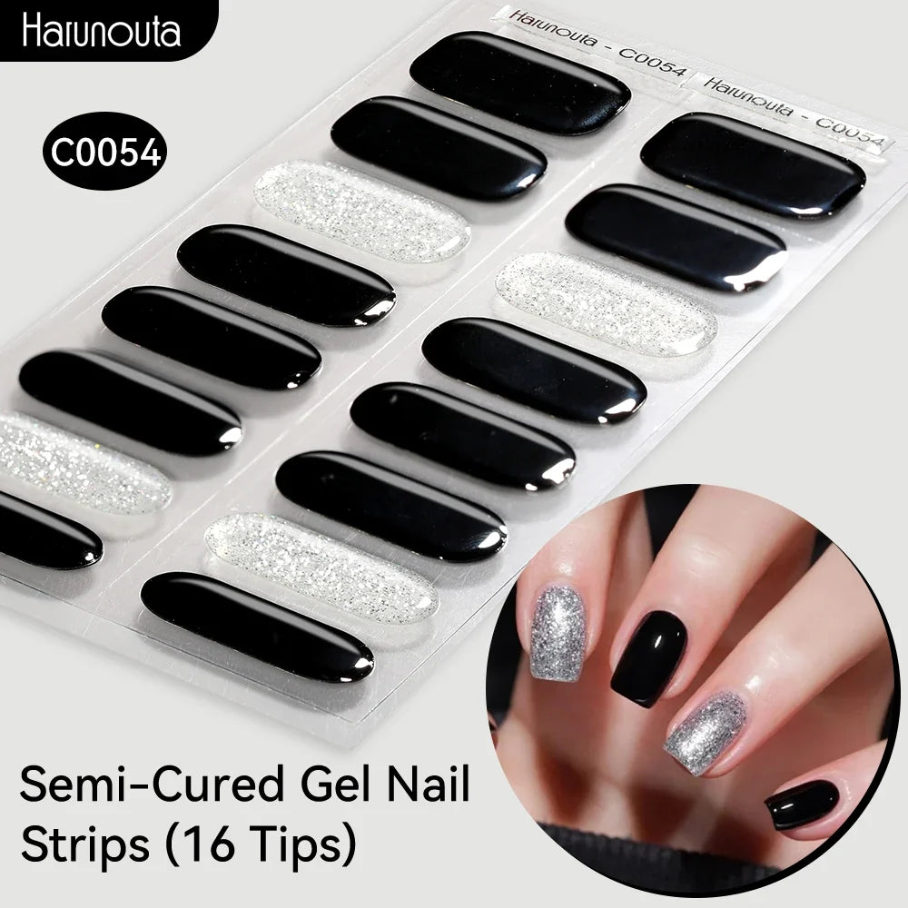 Gradient Auroras Semi Cured Gel Nail Strips Sparkly Shinning DIY Gel Polish Stickers for Nails Works with UV/LED Nail Lamps Blushimmer