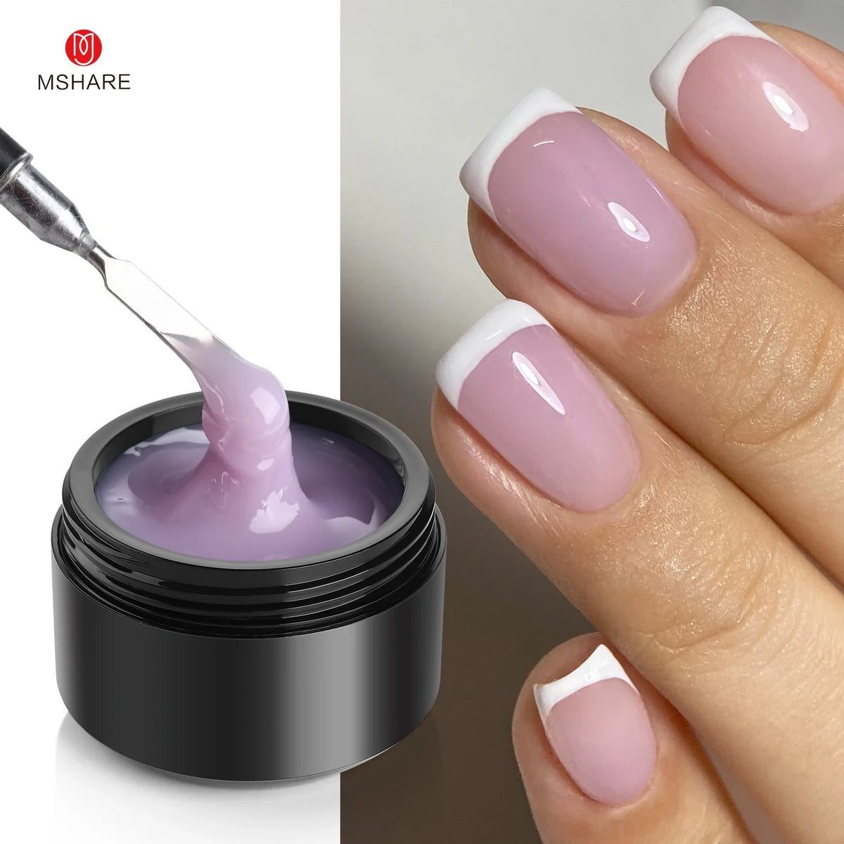 MSHARE 50ml Natural Nails Gel Builder Nalil Tpo Free Self Leveling Gel for Nail Extension Construction Pink Shade UV Led Gel Blushimmer