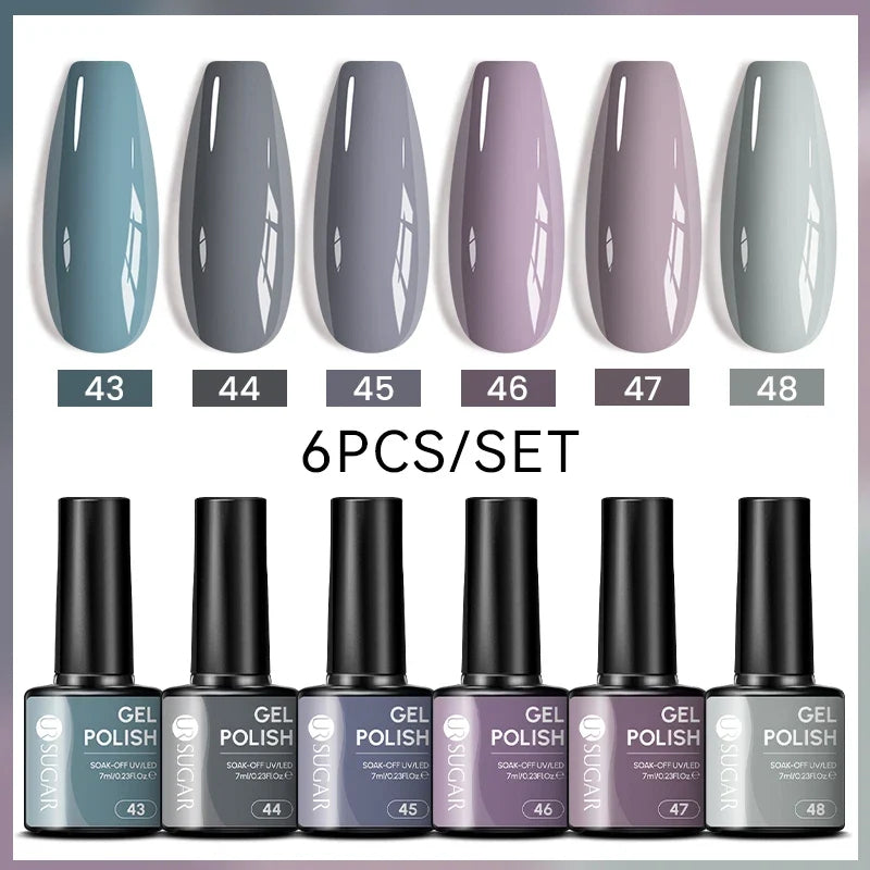 UR SUGAR 7ml All Season Gel Nail Polish Set Nude Pink Red Glitter Semi Permanent UV Gel Kits All For Manicure Soak Off Vernis Blushimmer