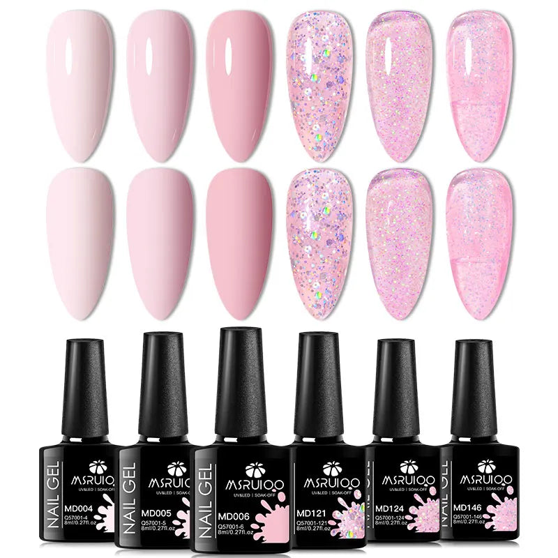 6pc Nail Gel Polish Set All-Season Ultra Pigmented Semi Permanent UV Painting Gel For Nails Salon DIY Manicure Varnish Design Blushimmer
