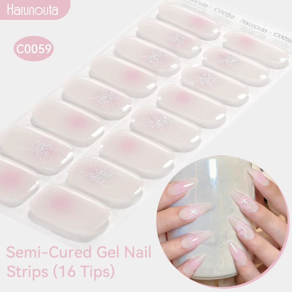 Gradient Auroras Semi Cured Gel Nail Strips Sparkly Shinning DIY Gel Polish Stickers for Nails Works with UV/LED Nail Lamps Blushimmer