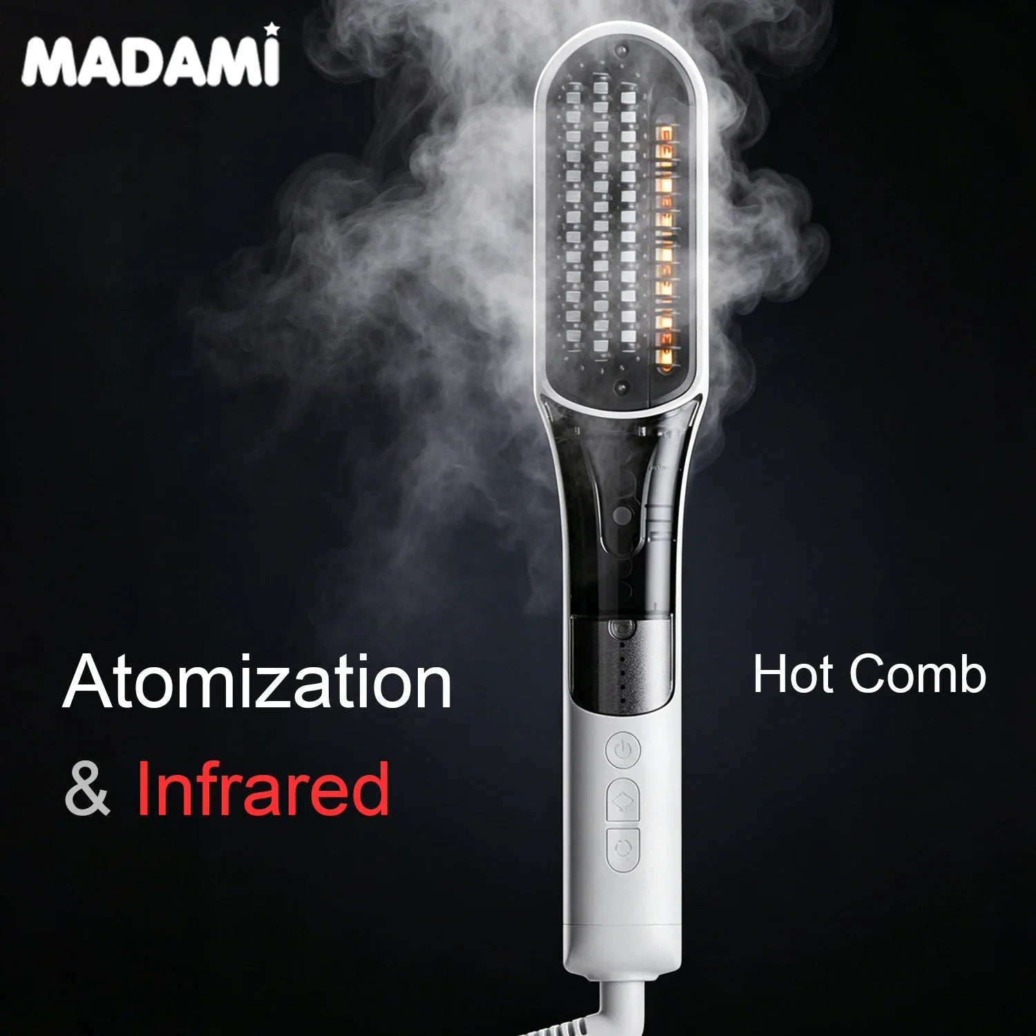 Steam Hair Straightener Brush 2-in-1 Hot Mist Red Light Therapy 4 Temp MCH Fast Heating Anti-Scald Hair Styling Tool for Home Tr FLIPSTYLEZLLC