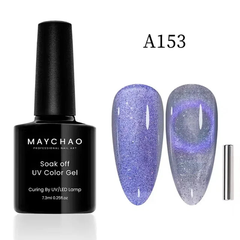 MAYCHAORomantic Galaxy Cat Eye Gel Nail Polish With Magnet Soak off UV Holographic Magnetic Rainbow Gel Polish for Nail Manicure Blushimmer