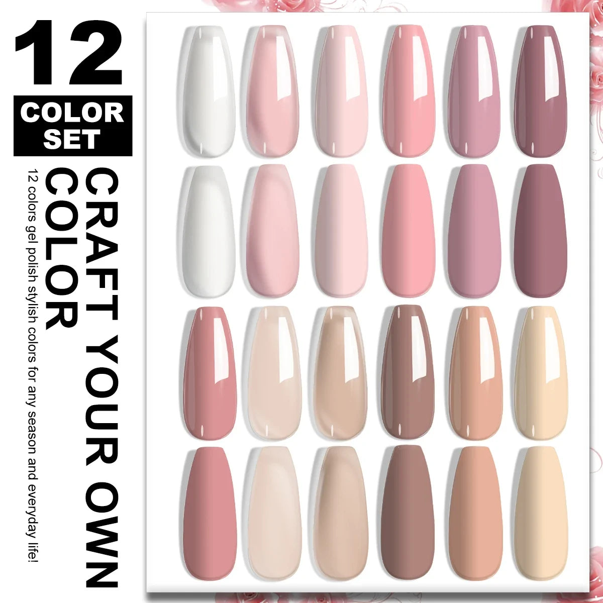 LIMEGIRL 12Pcs Gel Nail Polish Set 8ML Semi-Permanent Varn UV Nail Gel Art Manicure with Mini LED Lamp Gel Nail Polish Set Blushimmer