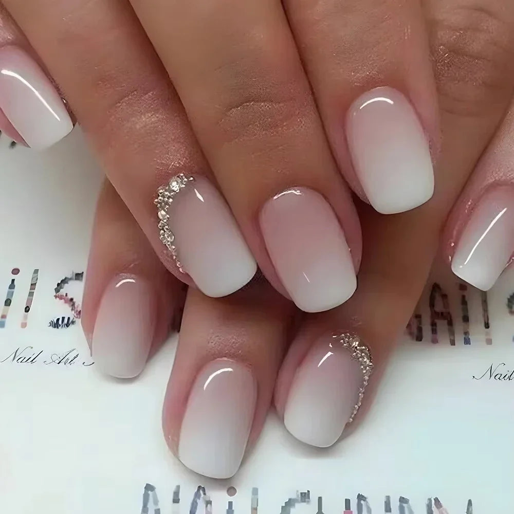 24Pcs Oval Short Pink Press on Nails Simple Ombre Spring False Nail for Sweet Sassy Cool Women&Girl Removable Wearable Nail Art Blushimmer
