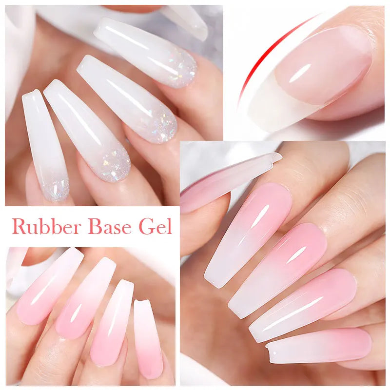 BORN PRETTY Milky Pink Rubber Base Gel Nail Polish Glitter 15ml Semi-Permanent Varnish Soak Off Self Leveling UV LED Gel Blushimmer