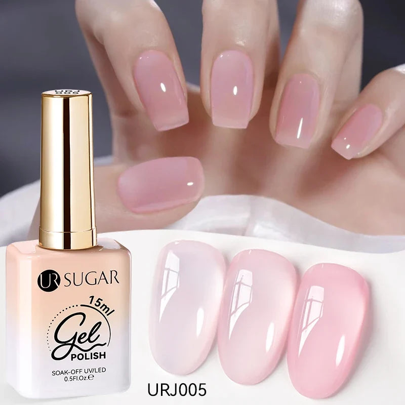 UR SUGAR 15ml Jelly Milky White Translucent Color Gel Polish Semi Permanent UV Gel Nail Art Soak Off Gel Varnish Latest Fashion Blushimmer