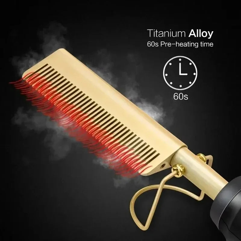 2 in 1 Electric Hot Heating Comb Hair Straightener Curler Wet Dry Hair FLIPSTYLEZLLC