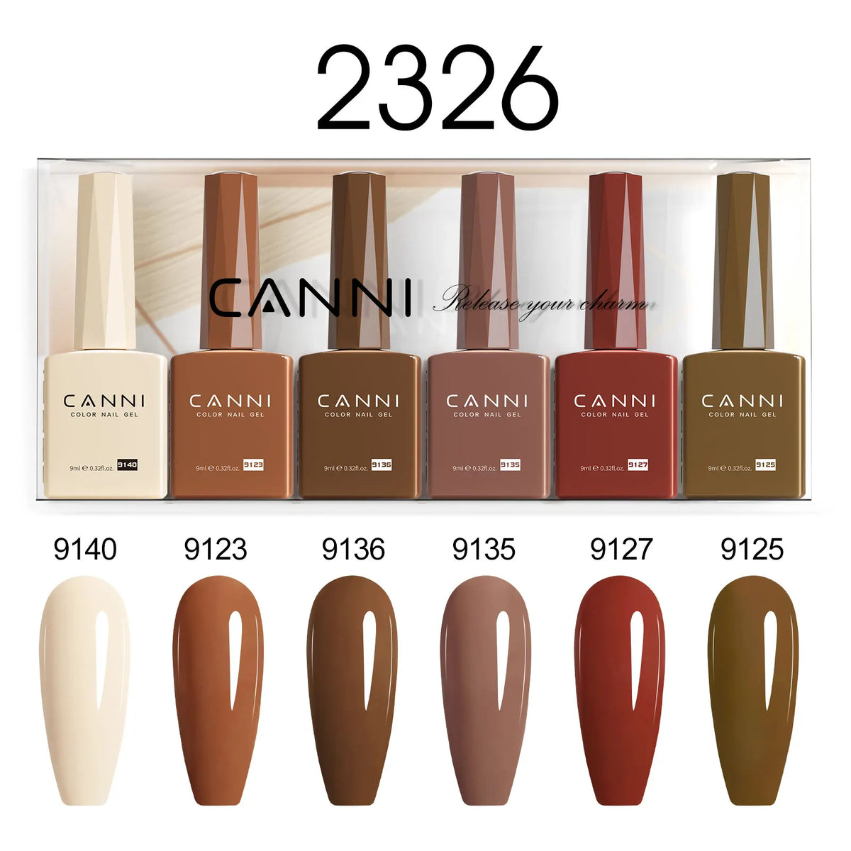 6pcs*9ml CANNI HEMA FREE Nail Gel Polish Set Gorgeous Color Semi Permanent Pigmented Painting Gel Soak off UV LED Gel Nails Kit Blushimmer