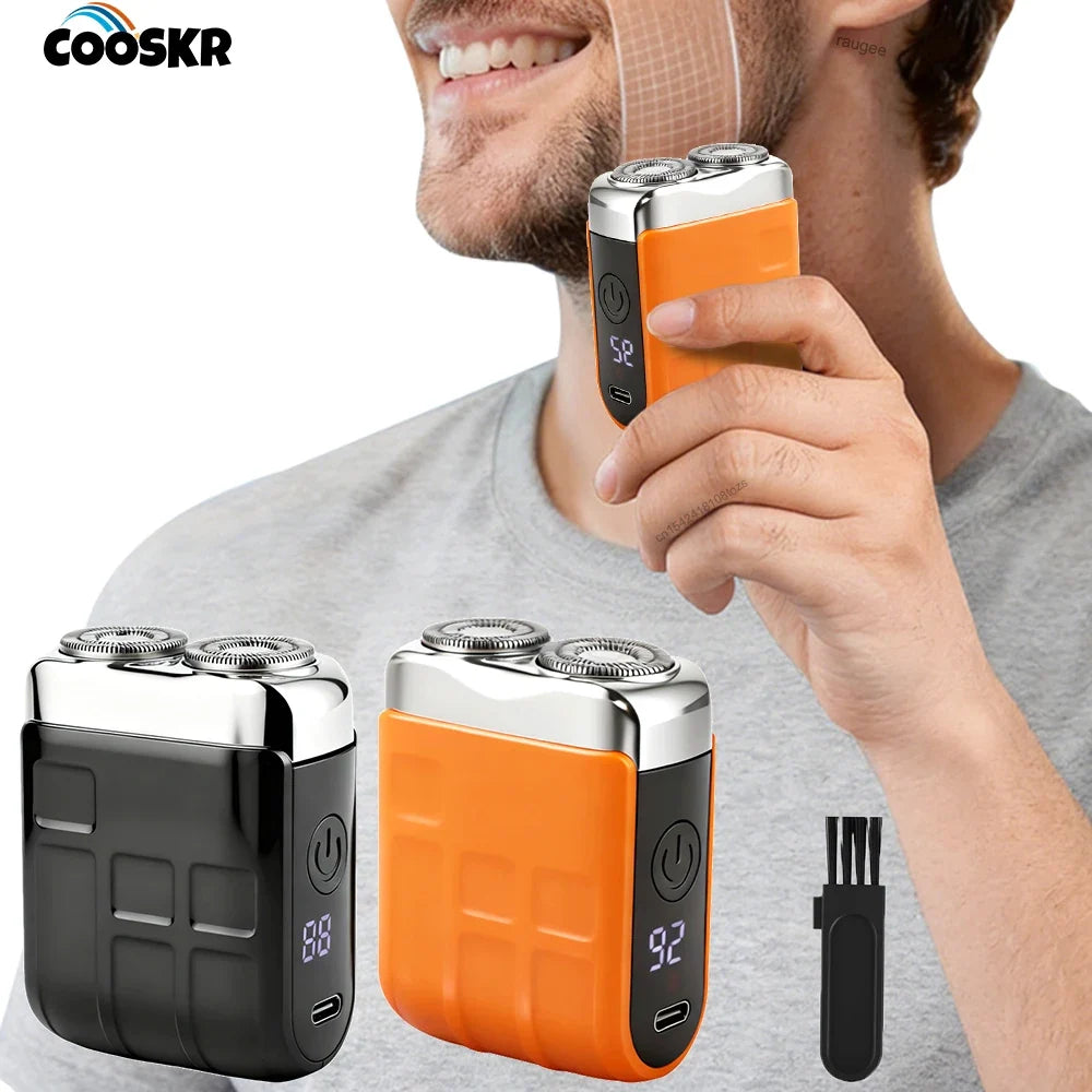 Mini Electric Shaver for Men Wet/Dry Facial Beard Trimmer Rechargeable Portable Mini Beard Shaver Dual-Head Blade Electric Razor Noventix