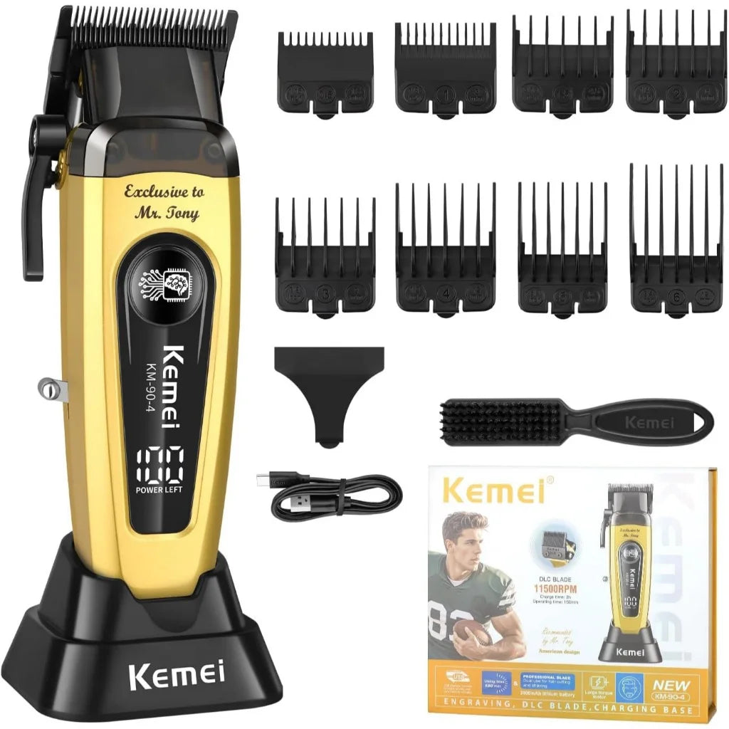 Kemei 90-5 Electric Hair Beard Trimmer 7500 RPM Zero Gap Clipper for Men DLC Blade Cordless Barber Finish Hair Cutting Machine Noventix