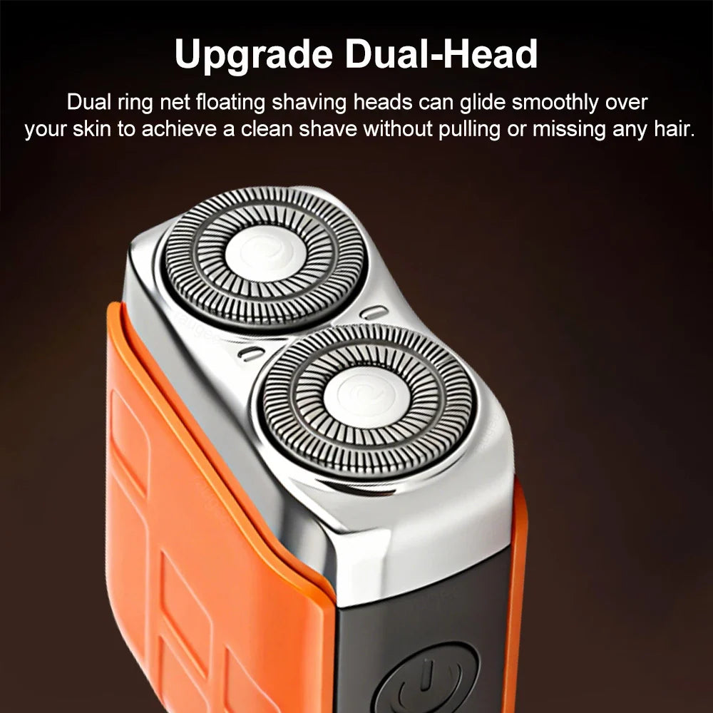 Mini Electric Shaver for Men Wet/Dry Facial Beard Trimmer Rechargeable Portable Mini Beard Shaver Dual-Head Blade Electric Razor Noventix