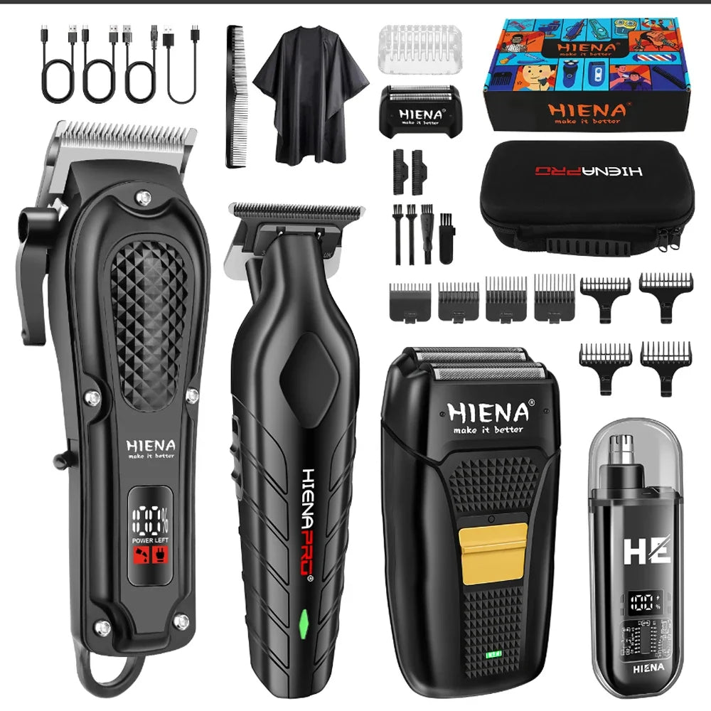 hiena Hair Clipper Professional Hair Cutting Machine Adjustable Hair Trimmer Electric 9000 RPM Barber LED Clipper for Men Noventix