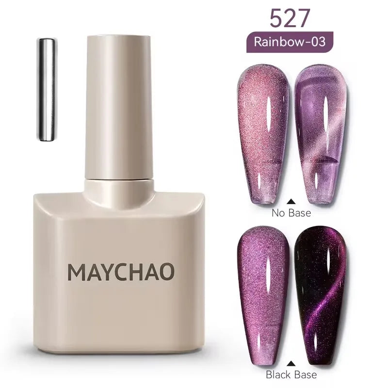MAYCHAORomantic Galaxy Cat Eye Gel Nail Polish With Magnet Soak off UV Holographic Magnetic Rainbow Gel Polish for Nail Manicure Blushimmer