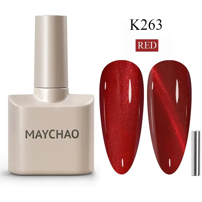 MAYCHAORomantic Galaxy Cat Eye Gel Nail Polish With Magnet Soak off UV Holographic Magnetic Rainbow Gel Polish for Nail Manicure Blushimmer