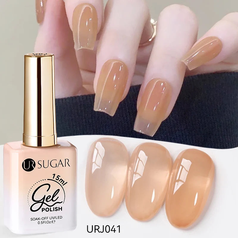 UR SUGAR 15ml Jelly Milky White Translucent Color Gel Polish Semi Permanent UV Gel Nail Art Soak Off Gel Varnish Latest Fashion Blushimmer