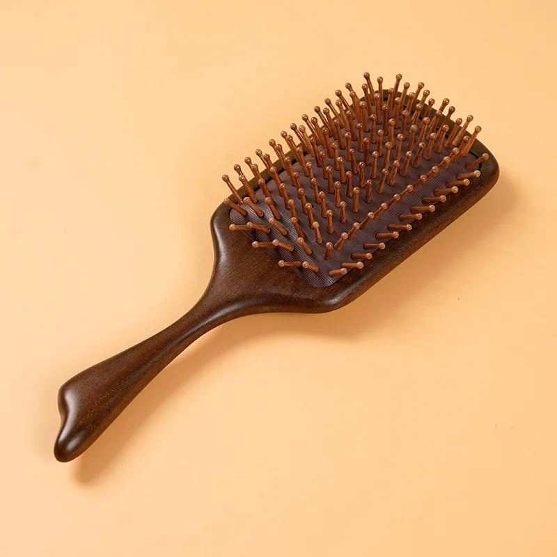 Natural Sandalwood Air Cushion Comb Scalp Massage Hair Brush Women Anti-static Hairdressing Comb for Hair Volume & Curly Hair Silcy Skin