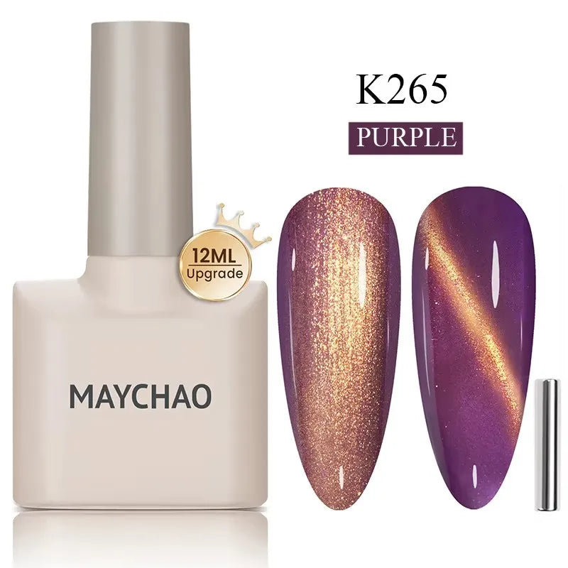 MAYCHAORomantic Galaxy Cat Eye Gel Nail Polish With Magnet Soak off UV Holographic Magnetic Rainbow Gel Polish for Nail Manicure Blushimmer