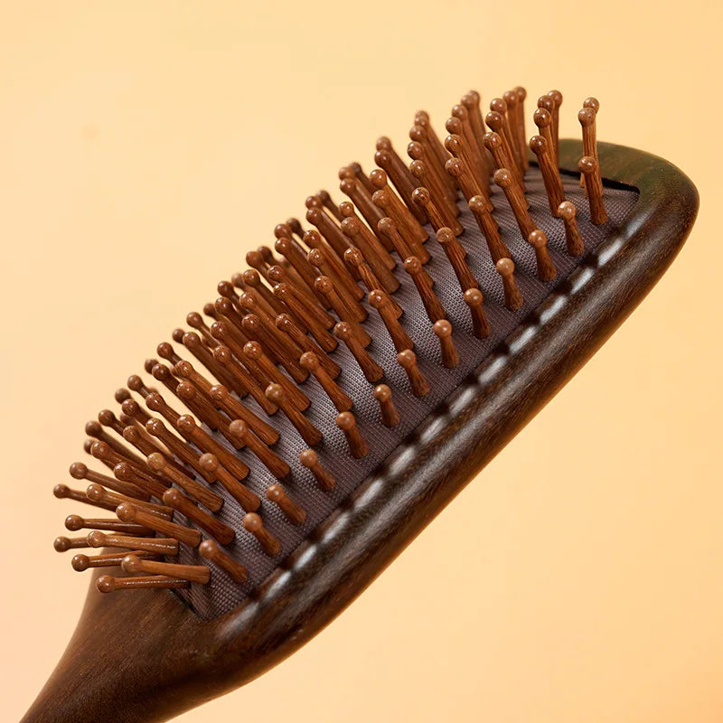 Natural Sandalwood Air Cushion Comb Scalp Massage Hair Brush Women Anti-static Hairdressing Comb for Hair Volume & Curly Hair Silcy Skin