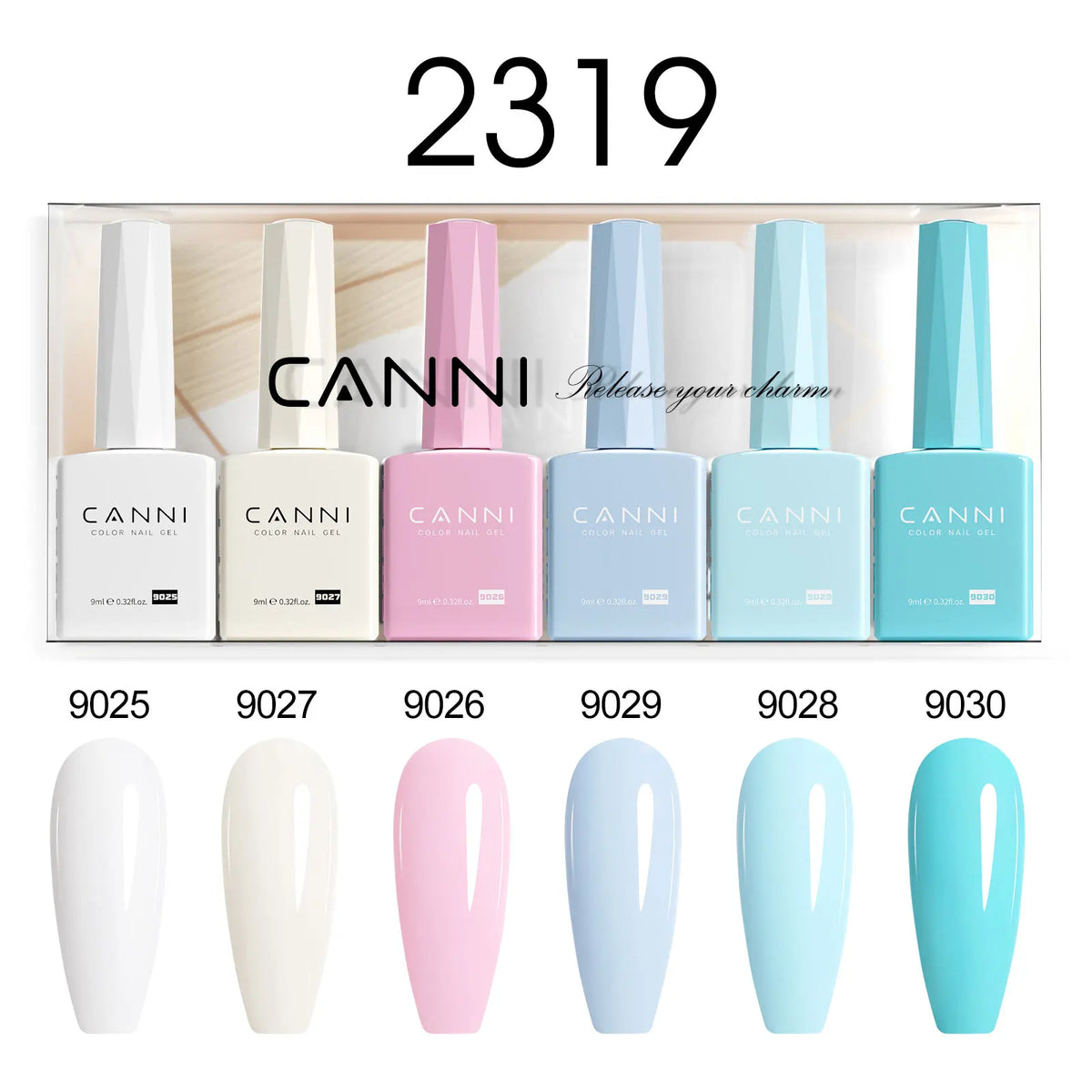 6pcs*9ml CANNI HEMA FREE Nail Gel Polish Set Gorgeous Color Semi Permanent Pigmented Painting Gel Soak off UV LED Gel Nails Kit Blushimmer