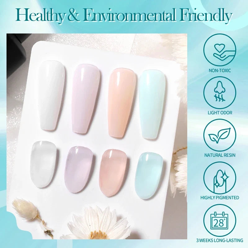 BORN PRETTY Milky Jelly Rubber Base Gel for Gel Nail Polish 15ml Russian Self-leveling Nude Color Soak Off Semi Permanent UV Gel Blushimmer
