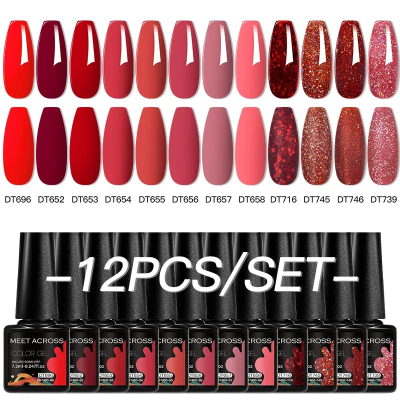 12pc All-season Nail Gel Polish Set Multicolor TPO HEMA Free Long-Lasting UV LED Nail Supplies for Women Daily & Party Wearing Blushimmer