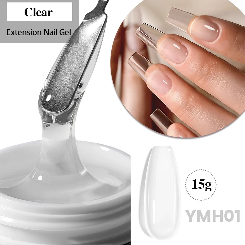 YOKEFELLOW 15g Jelly Extension Gel Nail Polish Nude Pink Clear Building Construct Extend Gel Soak Off UV LED Acrylic Gel Varnish Blushimmer
