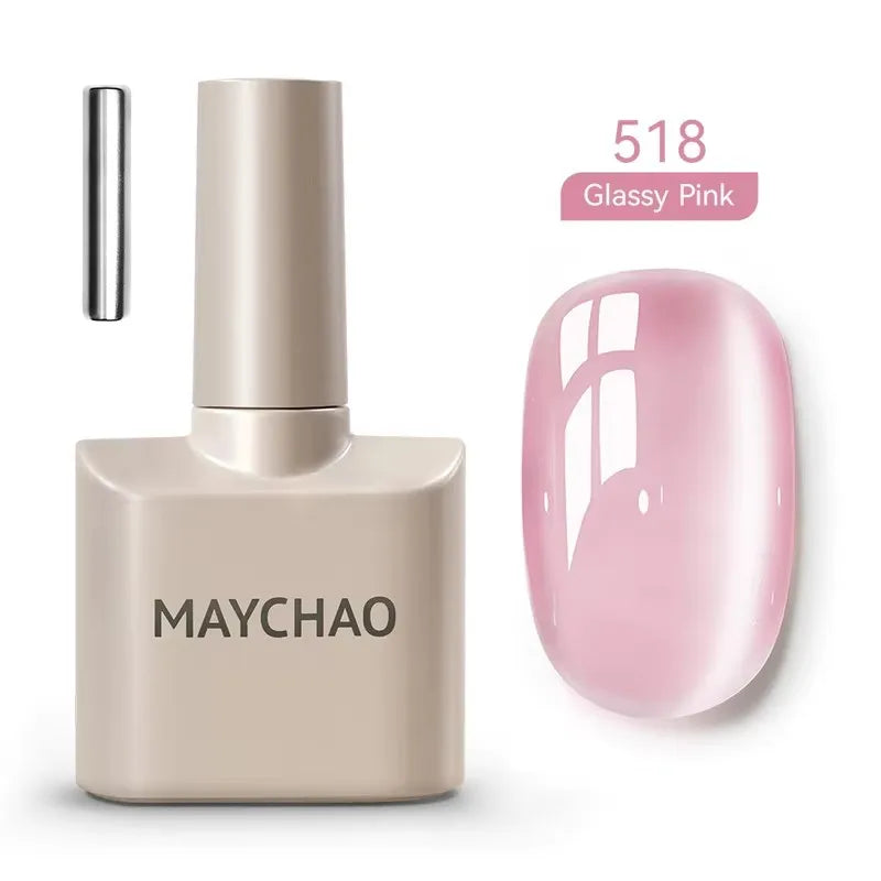 MAYCHAORomantic Galaxy Cat Eye Gel Nail Polish With Magnet Soak off UV Holographic Magnetic Rainbow Gel Polish for Nail Manicure Blushimmer