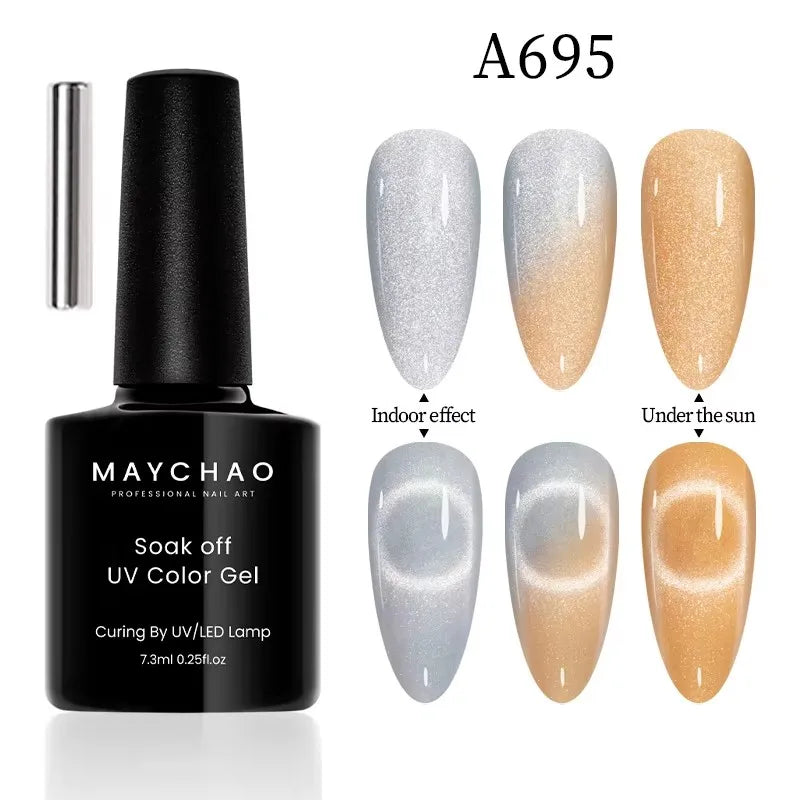 MAYCHAORomantic Galaxy Cat Eye Gel Nail Polish With Magnet Soak off UV Holographic Magnetic Rainbow Gel Polish for Nail Manicure Blushimmer