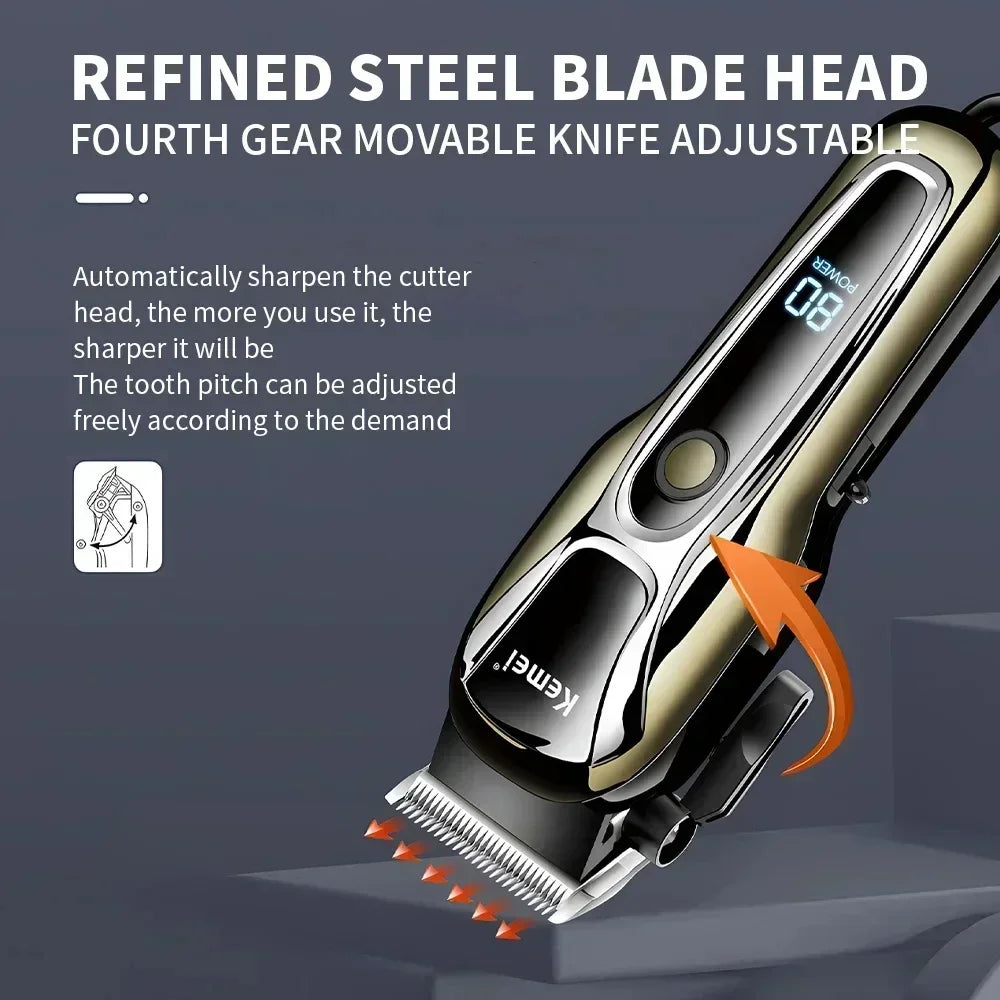 Kemei PG1990A Rechargeable Hair Clipper or Limit Combs Professional Cordless Men Hair Trimmer Men's Hair Cutting Machine Barber Noventix