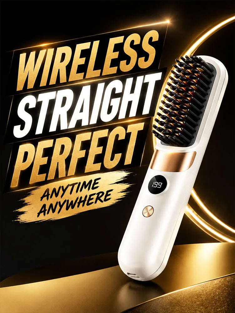 Electric Hair Straightener Brush Rechargeable Ceramic Styling Comb with Temperature Display for Women Daily Care FLIPSTYLEZLLC