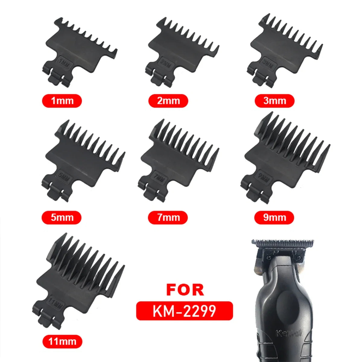 For Kemei KM-2299 1 2 3 5 7 9 11mm Professional Hair Trimmer Limit Comb Guards Hairdresser Hair Cutting Guide Barber Accesories Noventix