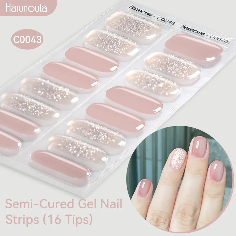 Gradient Auroras Semi Cured Gel Nail Strips Sparkly Shinning DIY Gel Polish Stickers for Nails Works with UV/LED Nail Lamps Blushimmer