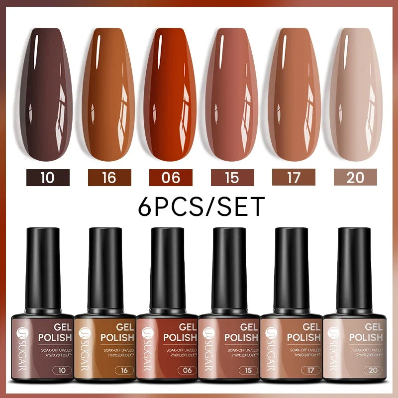 UR SUGAR 7ml All Season Gel Nail Polish Set Nude Pink Red Glitter Semi Permanent UV Gel Kits All For Manicure Soak Off Vernis Blushimmer