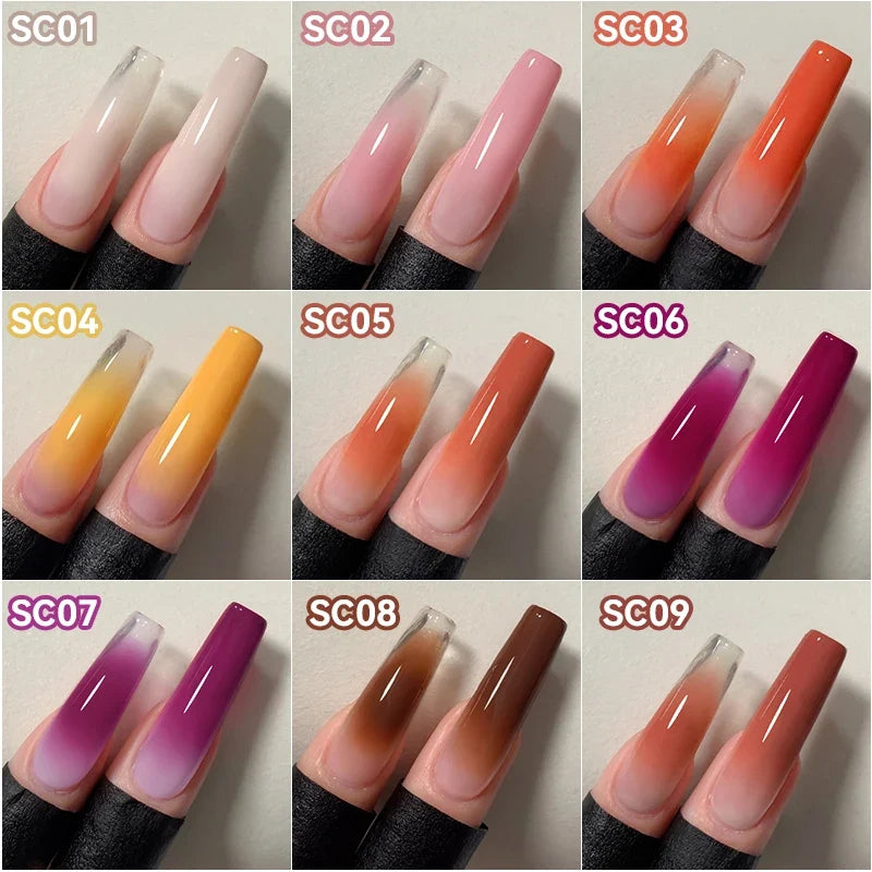 UR SUGAR 9 Colors Gradient Painting Gel Nail Art Gradient Color DIY Design Gel 4 In 1 Used For Gradient Nail Stamping Pattern Blushimmer