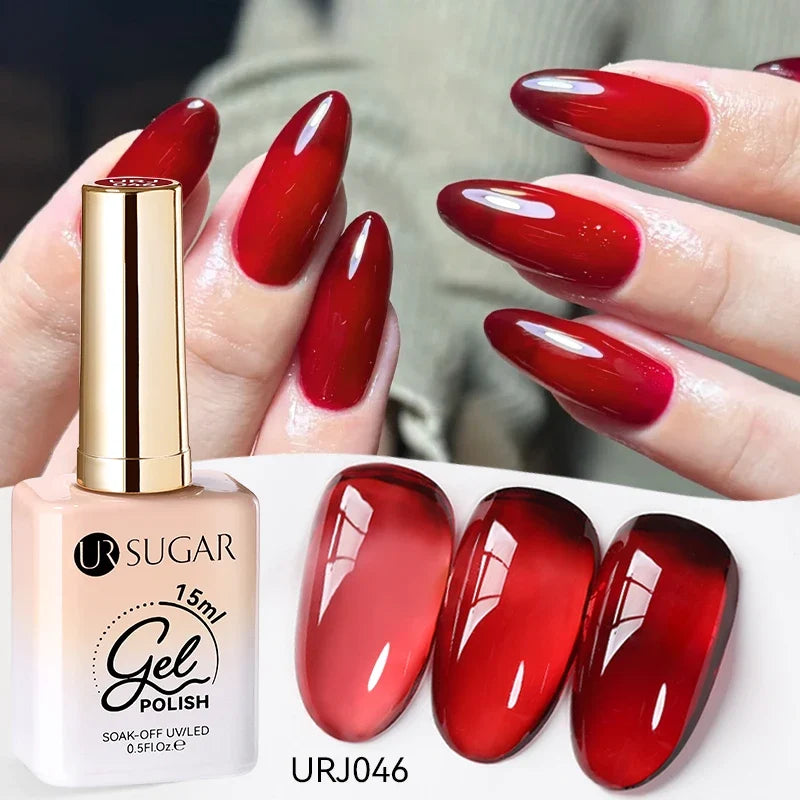 UR SUGAR 15ml Jelly Milky White Translucent Color Gel Polish Semi Permanent UV Gel Nail Art Soak Off Gel Varnish Latest Fashion Blushimmer
