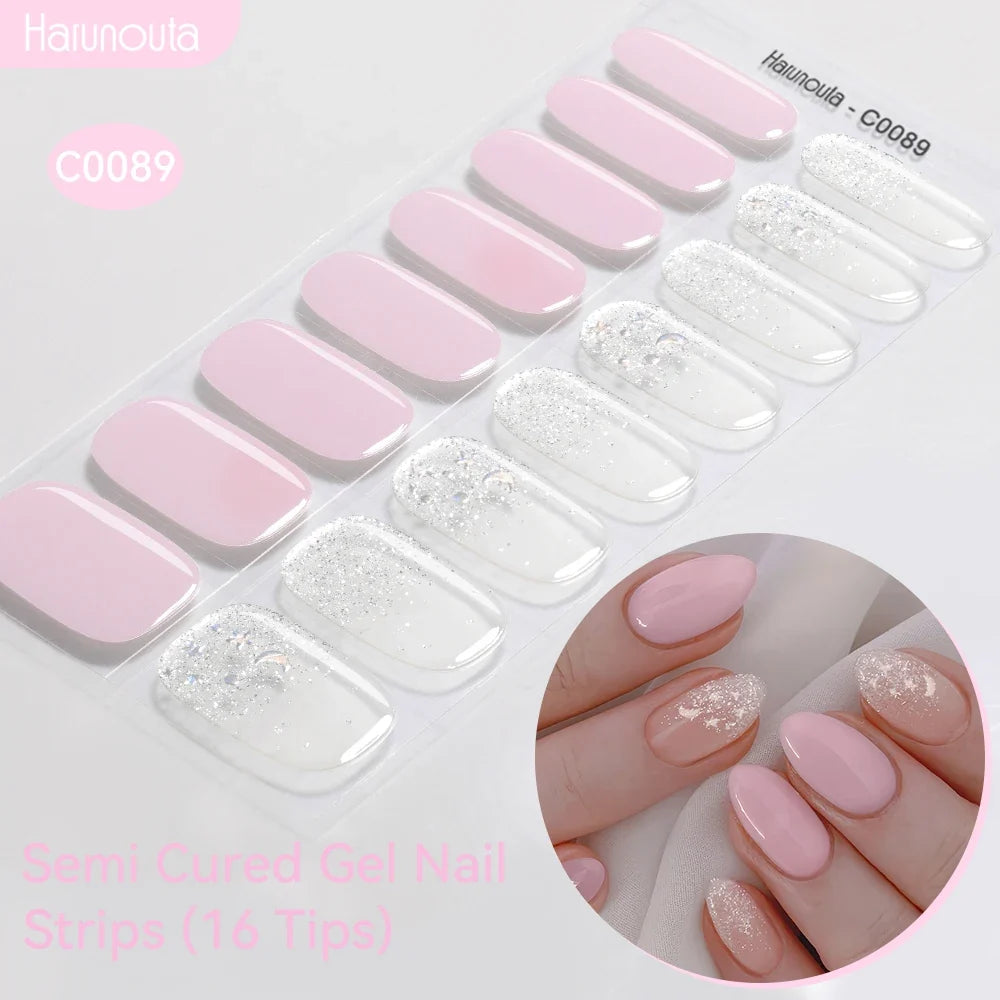 Gradient Auroras Semi Cured Gel Nail Strips Sparkly Shinning DIY Gel Polish Stickers for Nails Works with UV/LED Nail Lamps Blushimmer