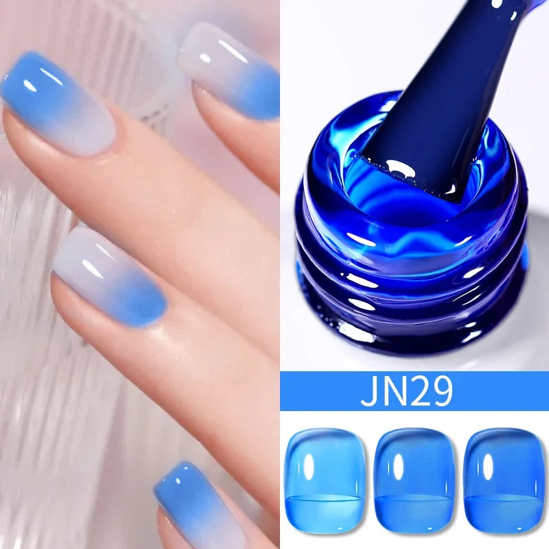 BORN PRETTY 10ml Blood Red Jelly Gel Nail Polish Halloween Nails Art Gel Polish Sheer Translucent Nail Gel for Winter Manicure Blushimmer